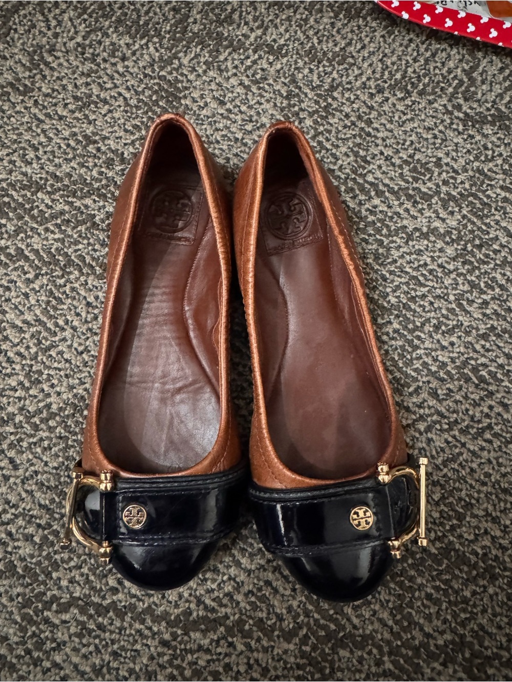 Tory Burch Tan & Black Leather Ballet Flats size 5M - Picture 8 of 13